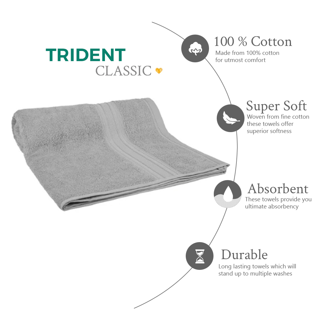 CLASSIC BATH TOWEL, 100% Cotton, 525 GSM, Super Soft – WILLOW WOOD (150 × 75 cm) - Grey